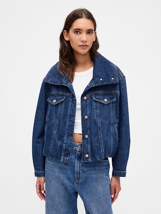 Image number 1 showing, Denim Oversized Cocoon Jacket