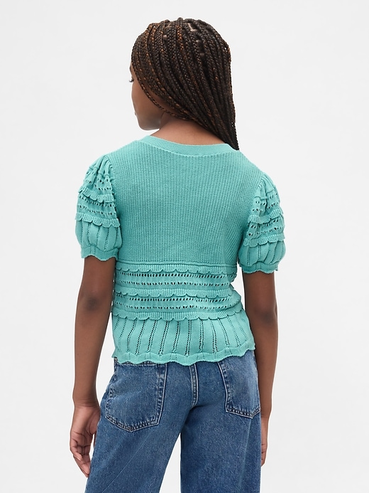 Image number 3 showing, Kids Scalloped Mixed-Stitch Sweater
