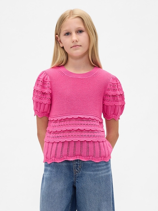 L'image numéro 1 présente Chandail festonné à mailles variées pour Enfant