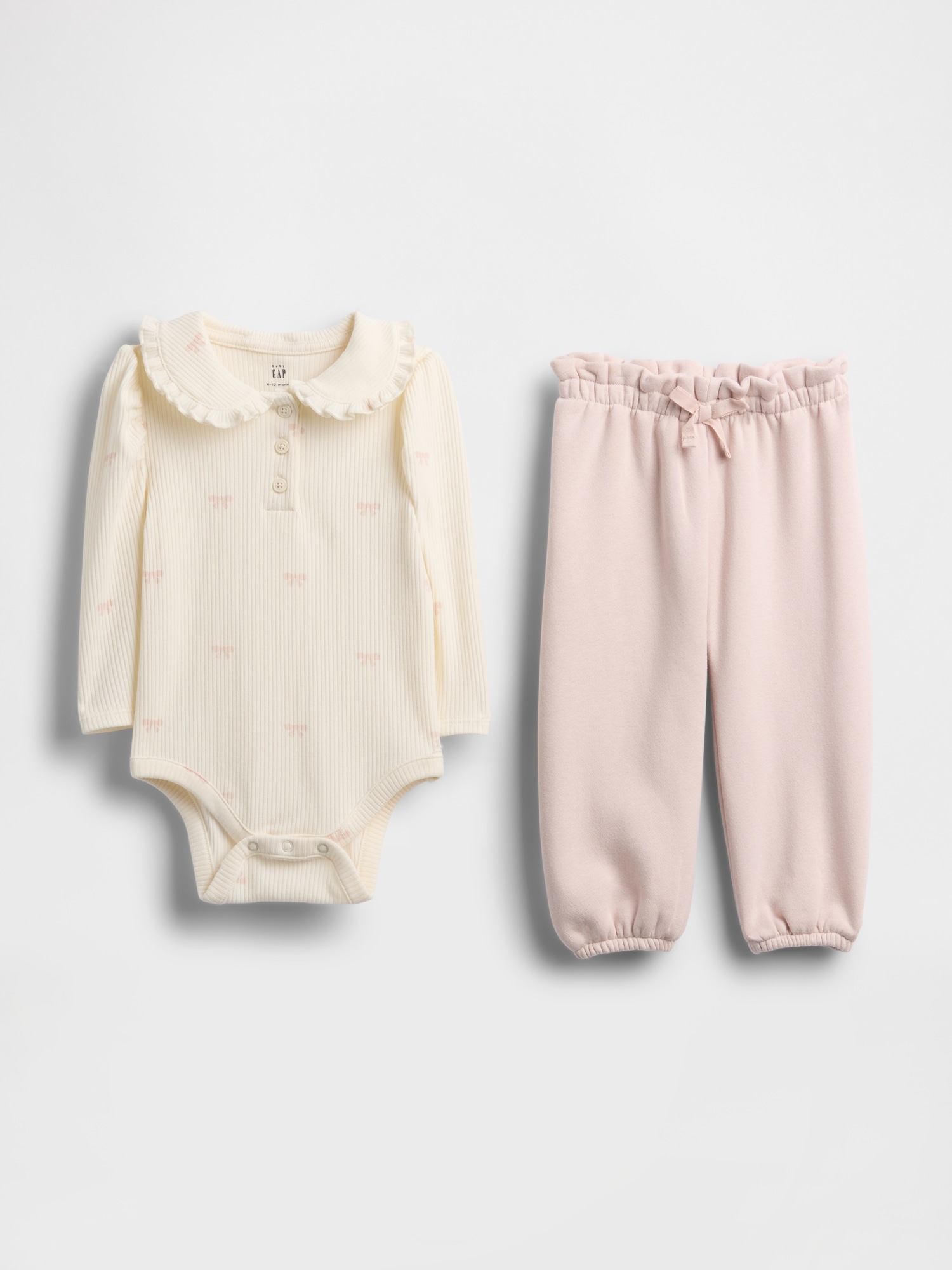 Baby TinyRib Bodysuit Outfit Set - Dull Rose