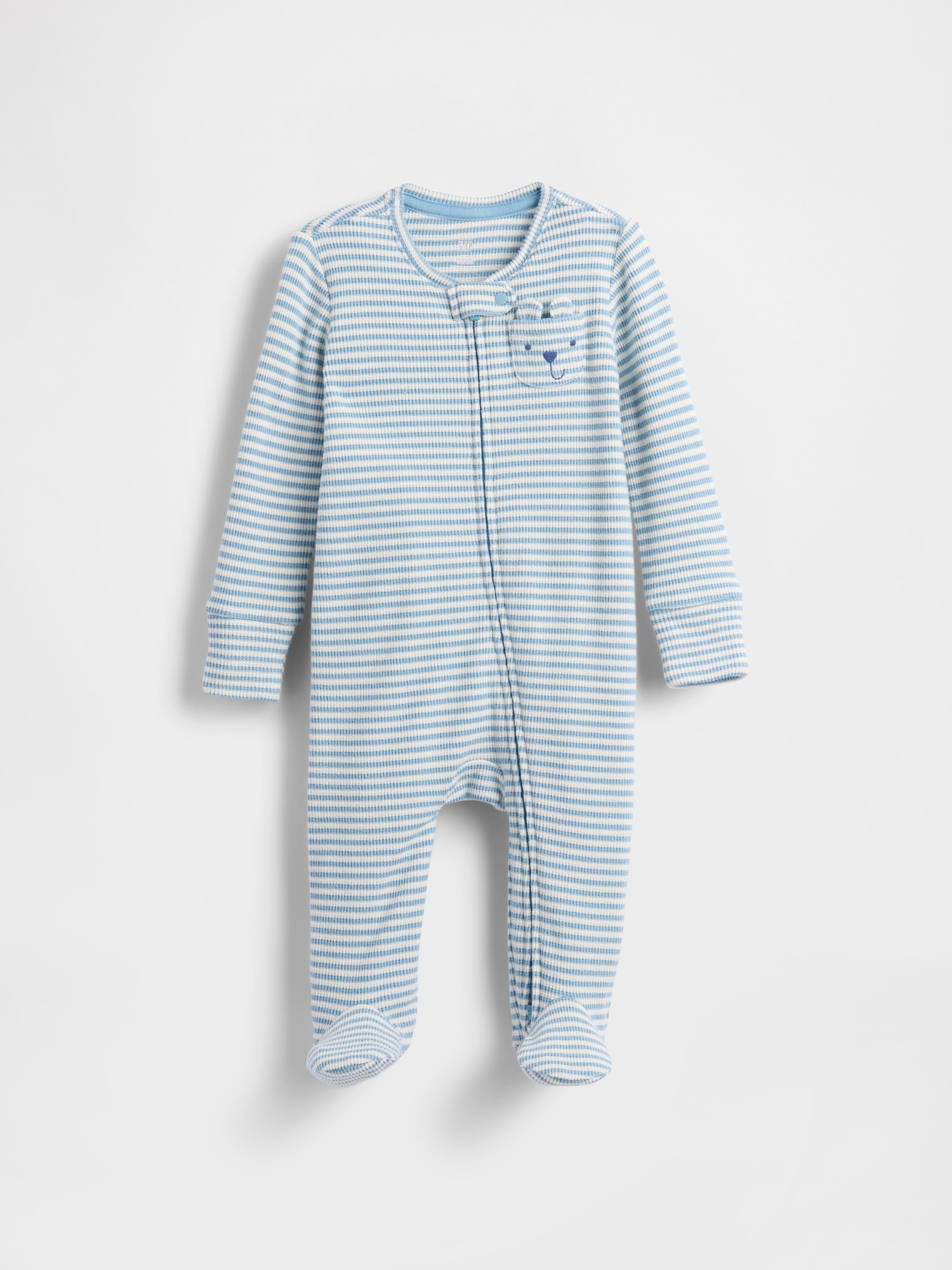 Baby Softspun Waffle Bear Pocket Footed One-Piece