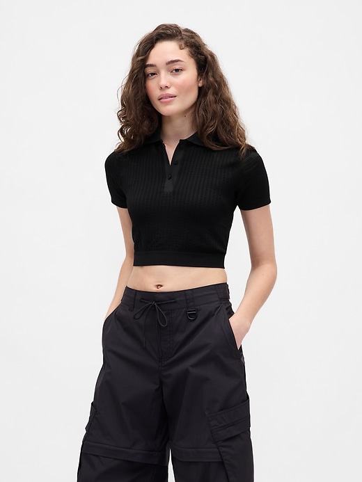 Image number 1 showing, Gap × BÉIS Seamless Crop Polo Shirt
