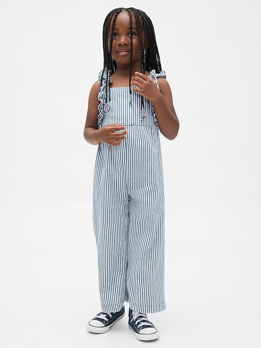 Image number 1 showing, Baby & Toddler Denim Stripe Ruffle Jumpsuit