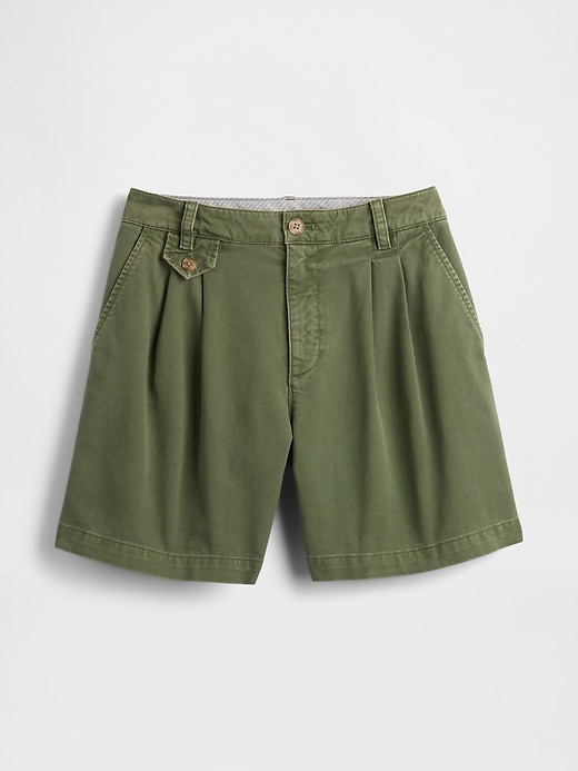 Image number 5 showing, 6" Mid Rise Twill Pleated Trouser Shorts