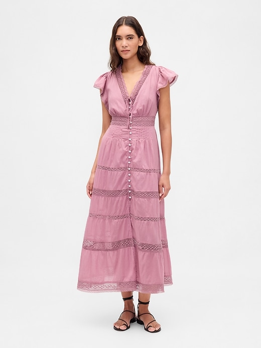 Image number 1 showing, Lace-Trim Midi Dress