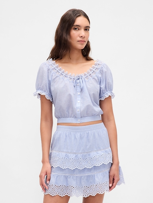 Image number 1 showing, Eyelet Crop Top