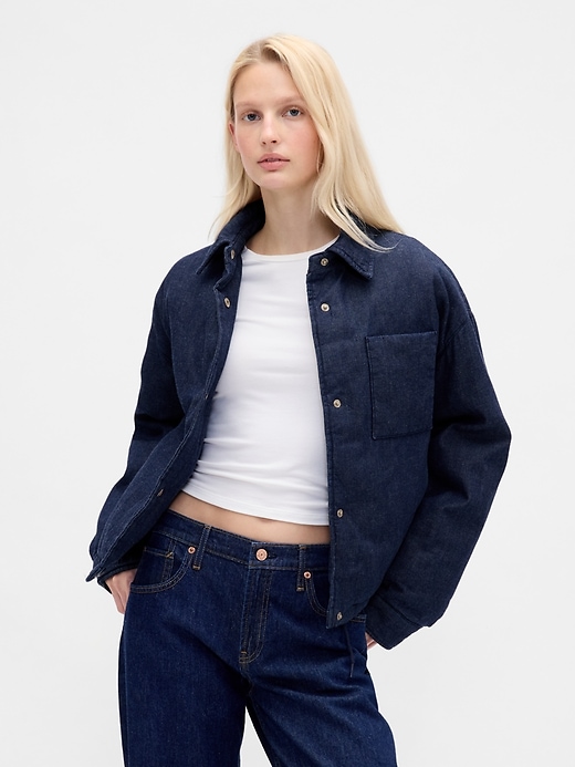 Image number 1 showing, Denim Puffer Jacket