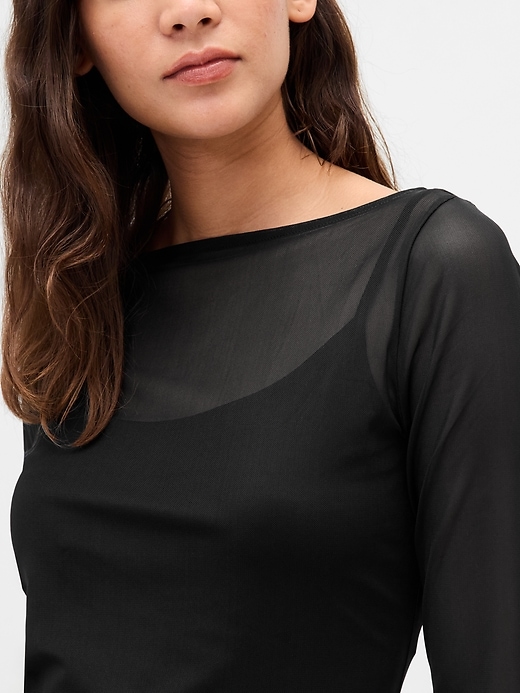 Image number 4 showing, Mesh Boatneck Mini Dress