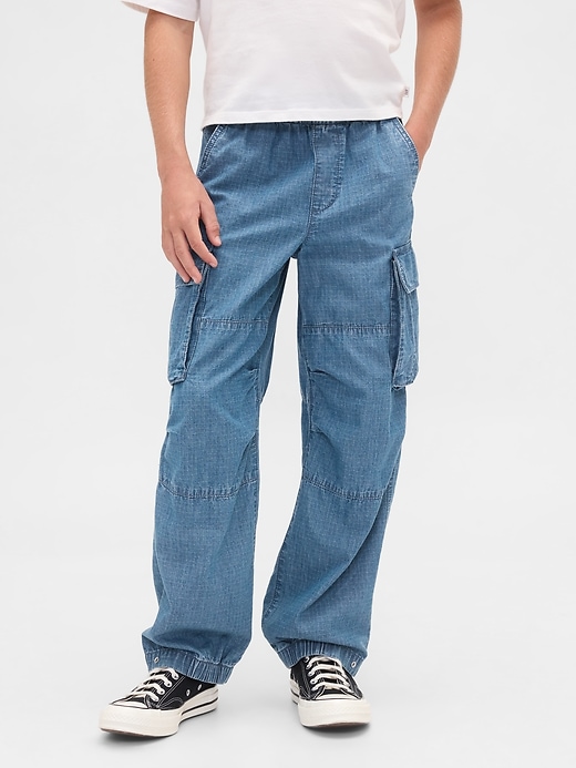 Image number 3 showing, Kids Denim Baggy Cargo Joggers
