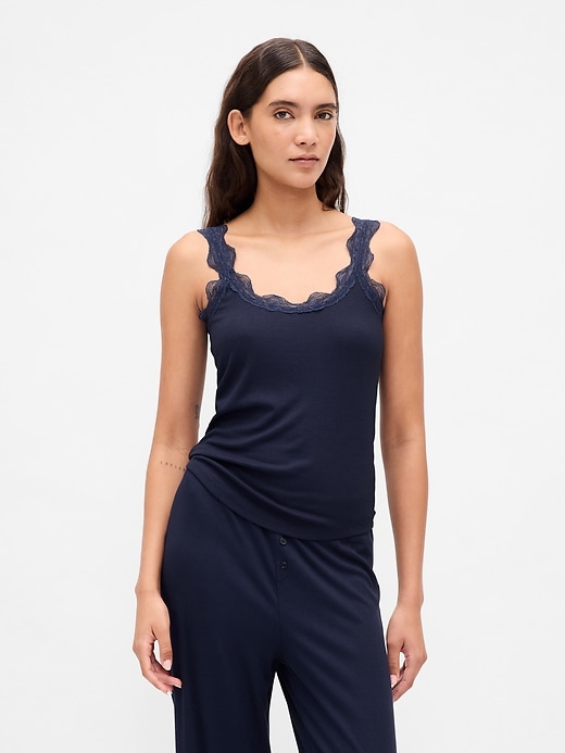Image number 1 showing, Mini Rib Lace PJ Tank Top