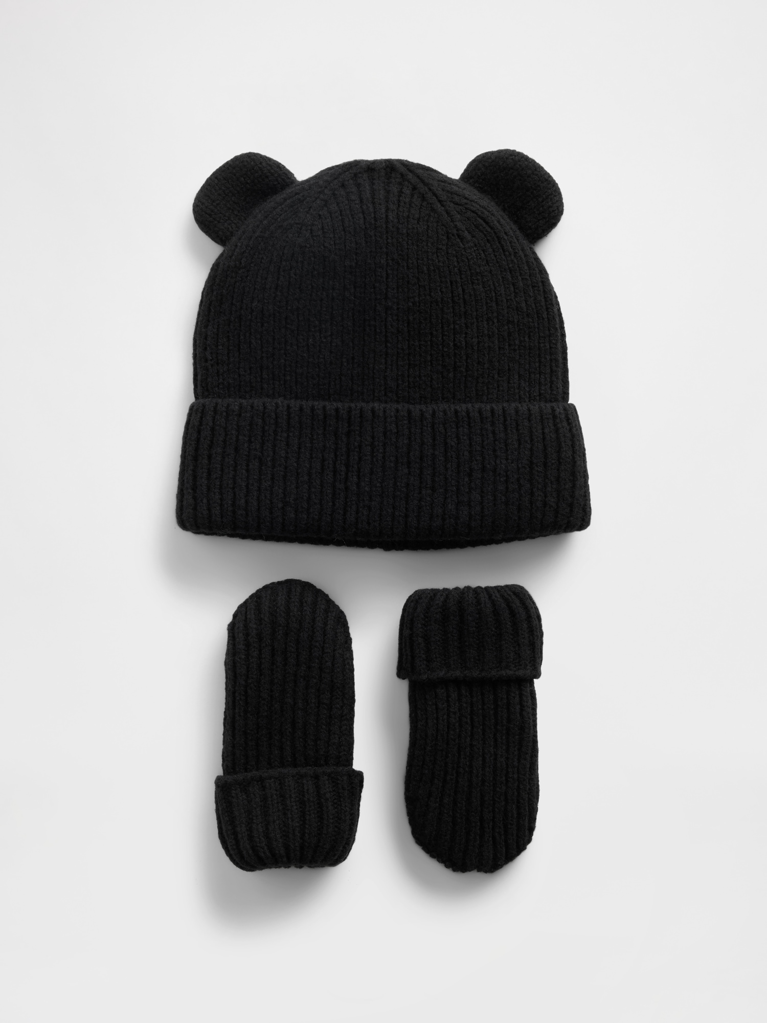 Baby & Toddler CashSoft Bear Beanie & Mittens Set - Black
