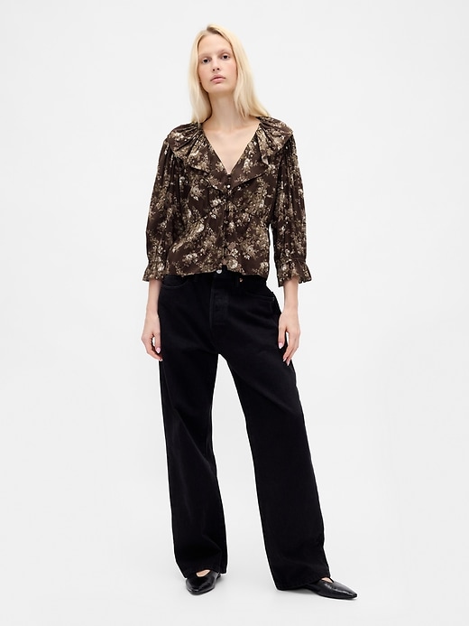 Image number 2 showing, Ruffle Collar V-Neck Top