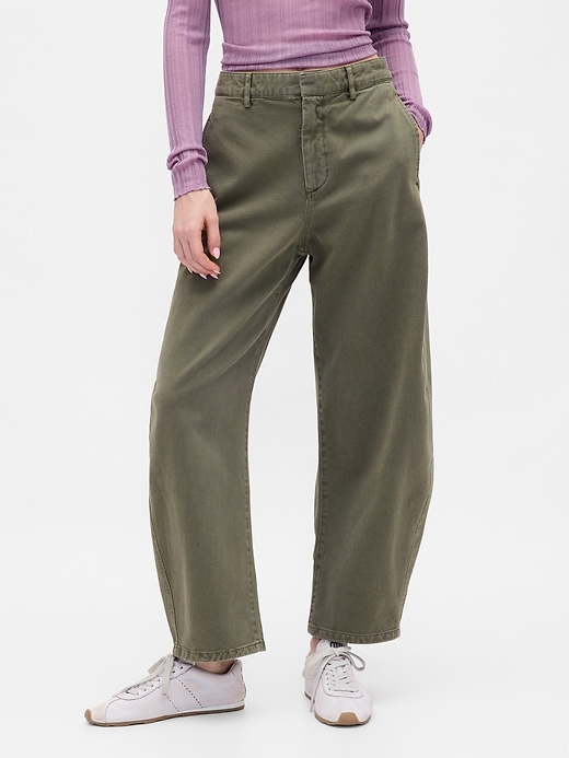 Image number 2 showing, Mid Rise Twill Barrel Pants