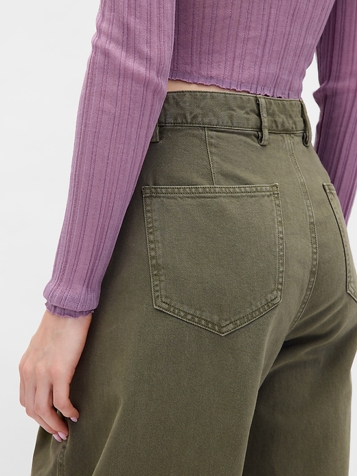 Image number 8 showing, Mid Rise Twill Barrel Pants
