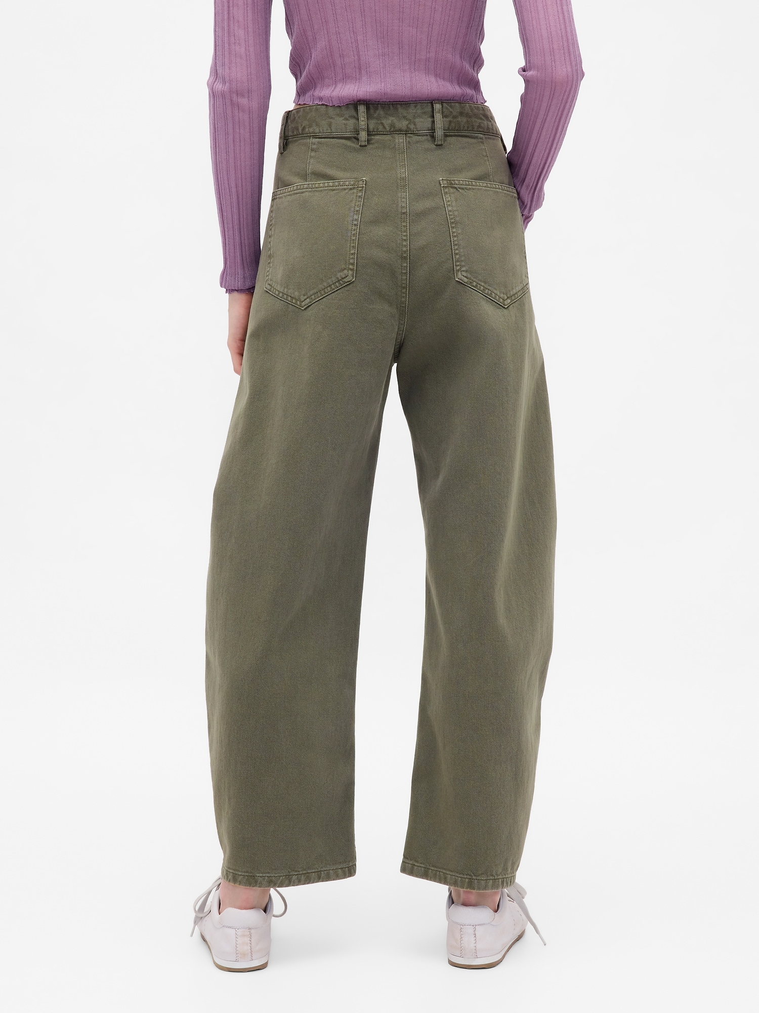 Mid Rise Twill Barrel Pants