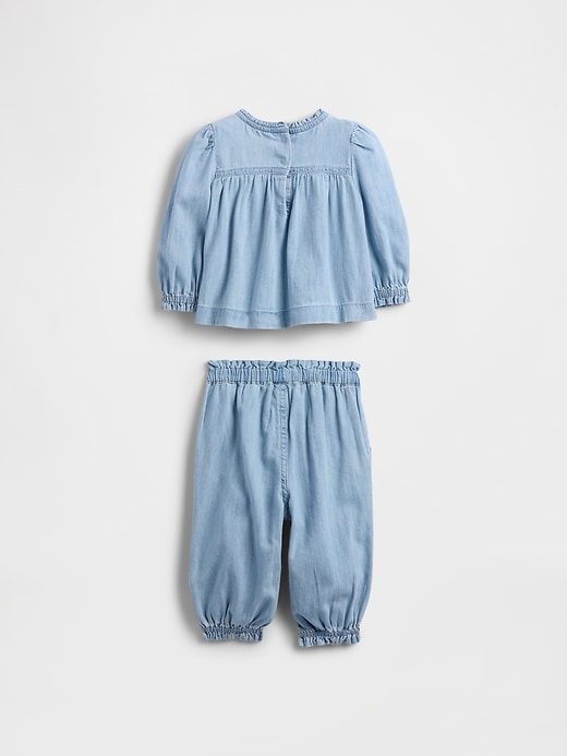 Image number 2 showing, Baby Denim Ruffle Outfit Set