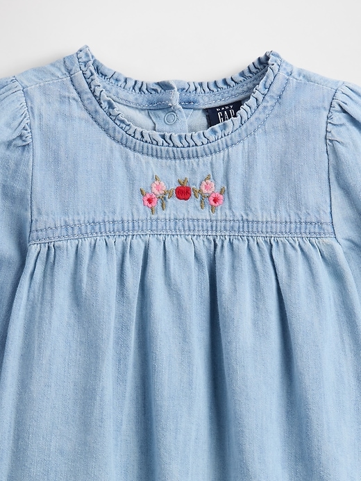 Image number 3 showing, Baby Denim Ruffle Outfit Set