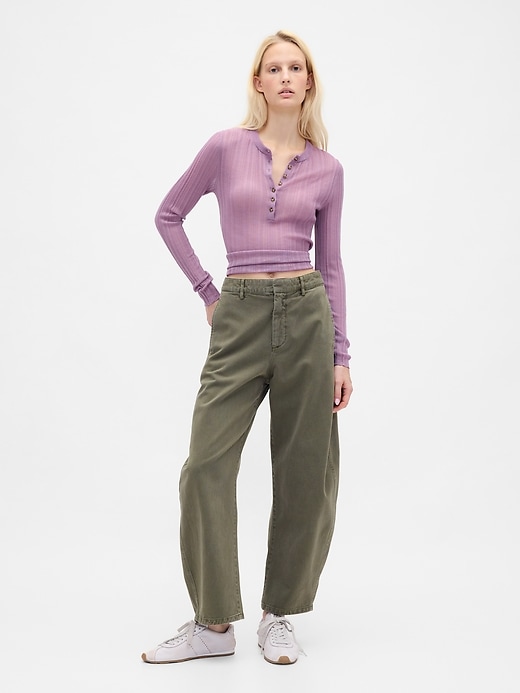 Image number 1 showing, Mid Rise Twill Barrel Pants
