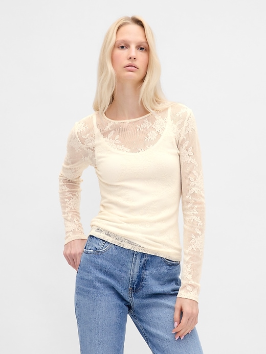 Image number 1 showing, Sheer Lace Top