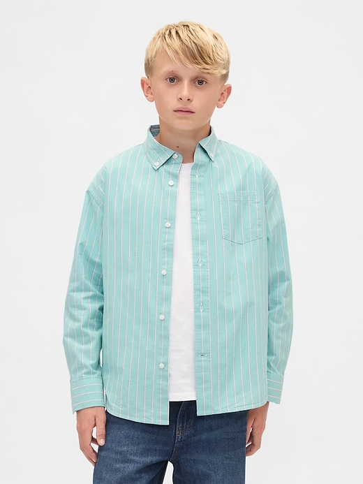 Image number 1 showing, Kids Organic Cotton Poplin Relaxed Shirt