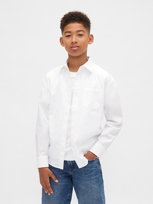 Image number 1 showing, Kids Organic Cotton Poplin Relaxed Shirt
