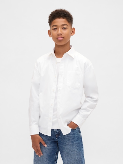 CHEMISE DÉCONTRACTÉE D'UNIFORME EN POPELINE POUR ENFANT