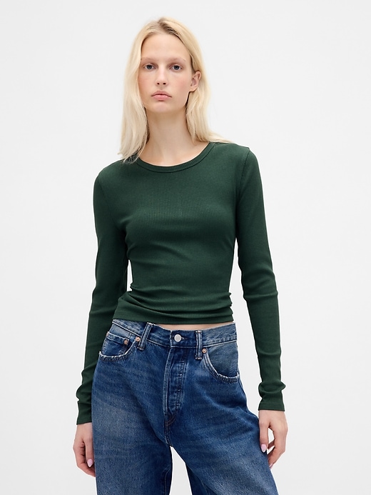 Image number 1 showing, Modern Compact Rib Crop T-Shirt