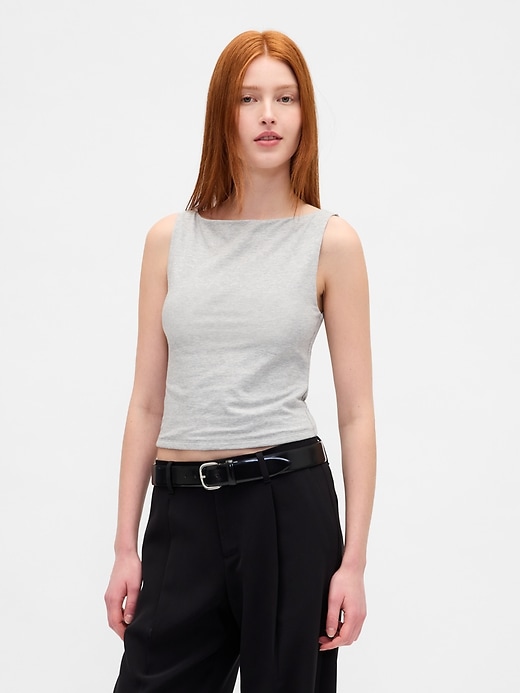 Image number 1 showing, CloseKnit Jersey Boatneck Crop Tank Top