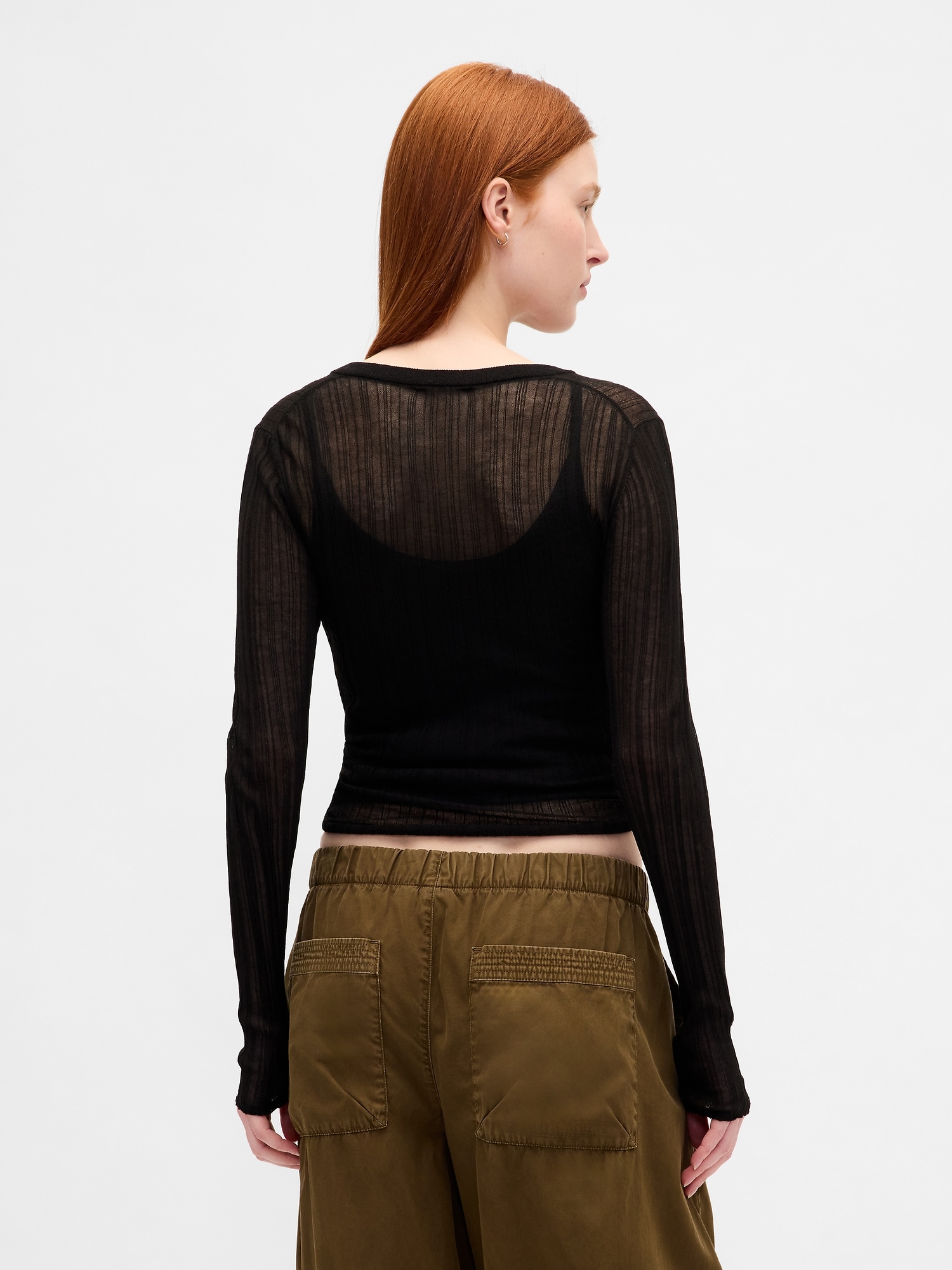 トップス Nylon SEE THROUGH HENLEY NECK KNIT Nylon SEE THROUGH HENLEY NECK KNIT