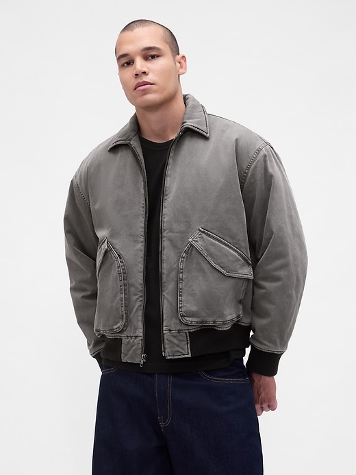 Washed Twill Bomber Jacket