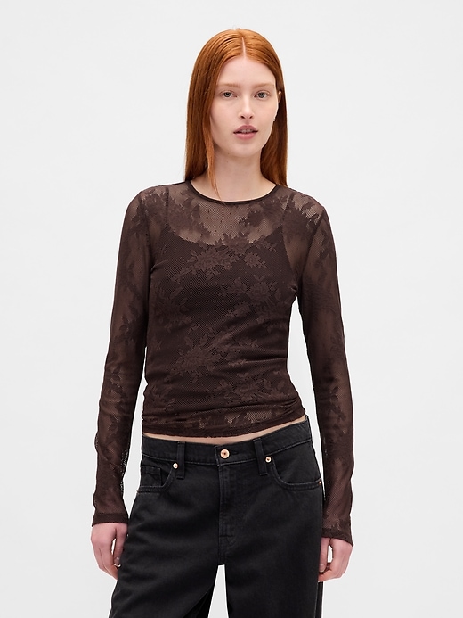 Image number 1 showing, Sheer Lace Top