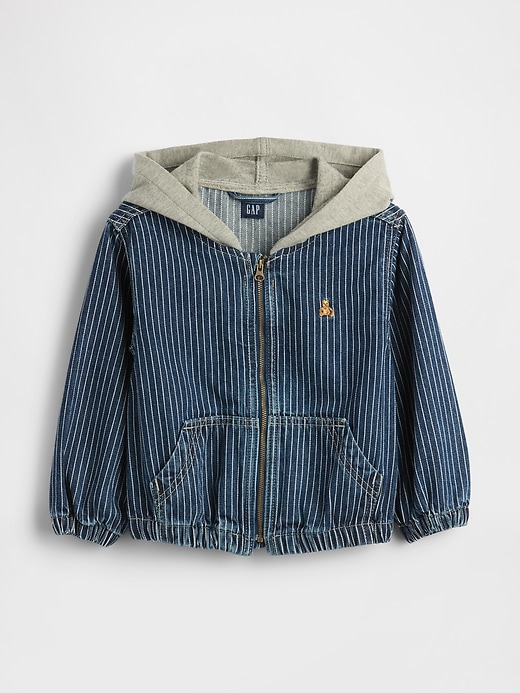 Image number 1 showing, Baby & Toddler Denim Stripe Hoodie Jacket