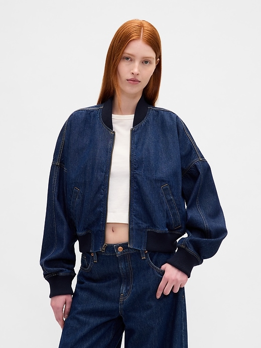 Image number 1 showing, UltraSoft Denim Bomber Jacket