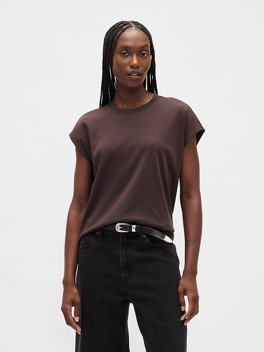 Image number 1 showing, Supima® Cotton Relaxed Crop T-Shirt