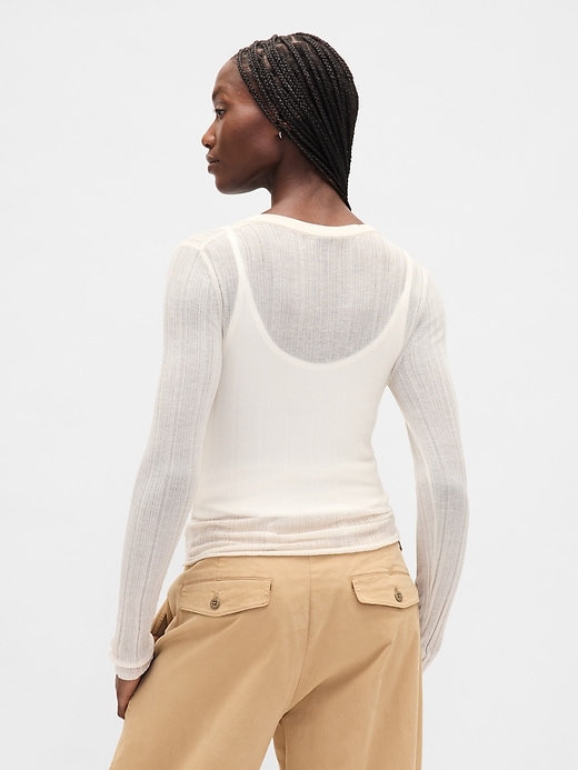 Image number 3 showing, Sheer Rib Henley Sweater