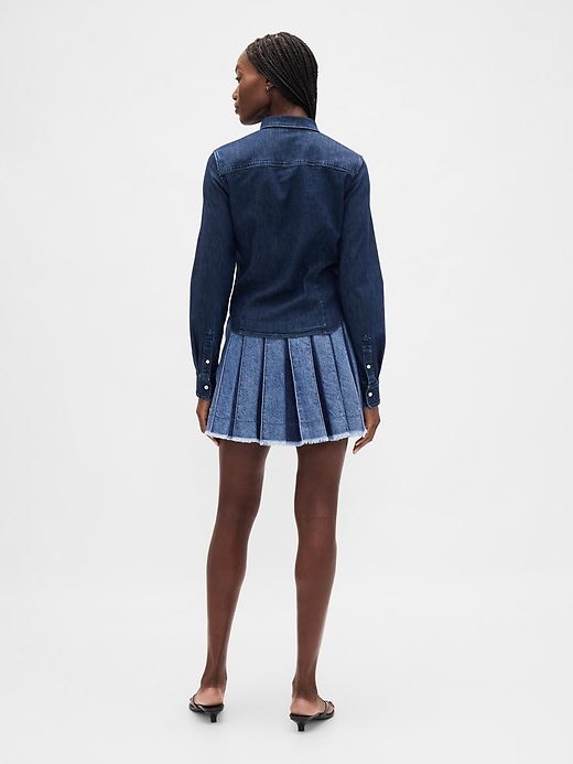 Image number 2 showing, Pleated Denim Mini Skirt