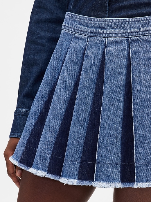 Image number 4 showing, Pleated Denim Mini Skirt