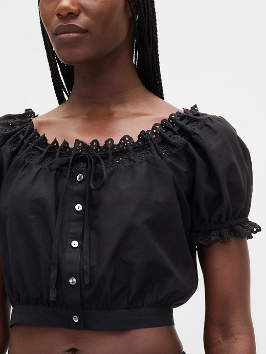 Image number 4 showing, Eyelet Crop Top
