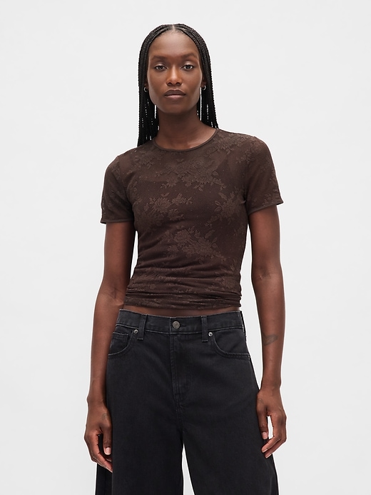 Image number 1 showing, Floral Lace Mesh Top