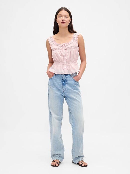 Image number 2 showing, Lace-Trim Peplum Top