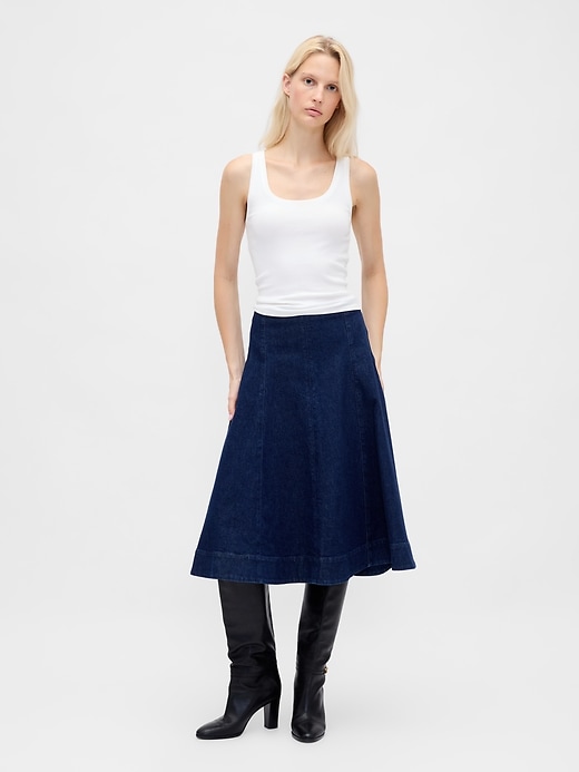 Image number 1 showing, Denim Tulip Midi Skirt