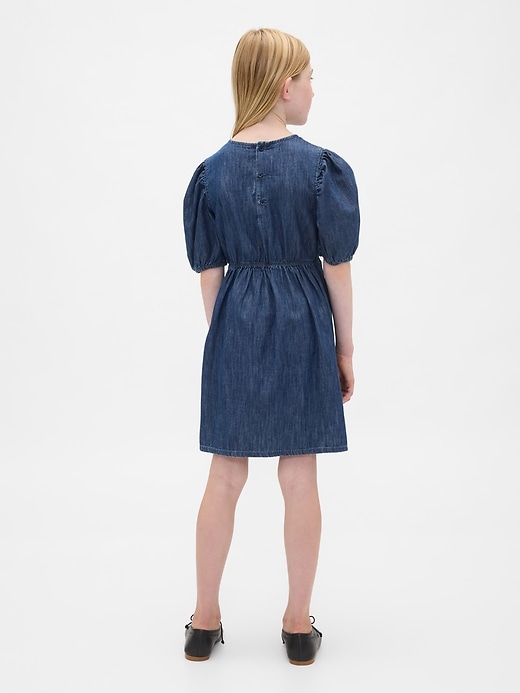 Image number 3 showing, Kids Denim Puff-Sleeve Dress