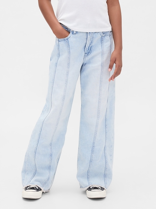 Image number 3 showing, Kids Low Rise Stride Seamed Wide-Leg Jeans