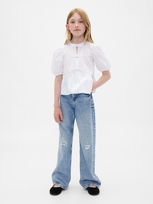 Image number 4 showing, Kids Puff-Sleeve Peplum Top