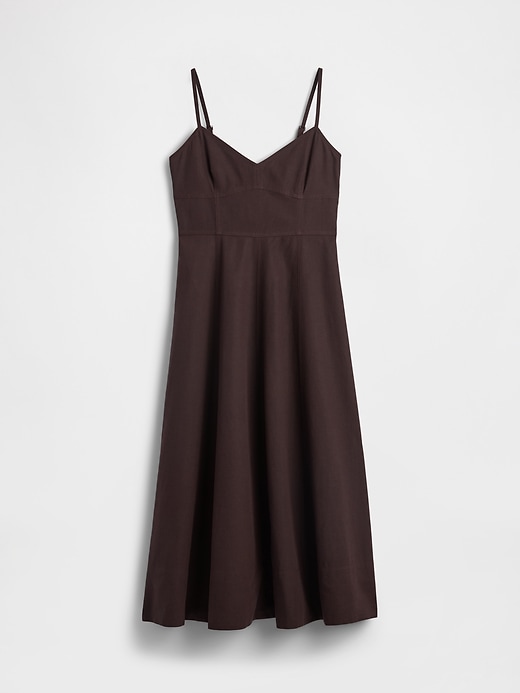 Image number 5 showing, Linen-Blend Seamed Corset Midi Dress