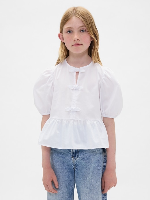 Image number 1 showing, Kids Puff-Sleeve Peplum Top