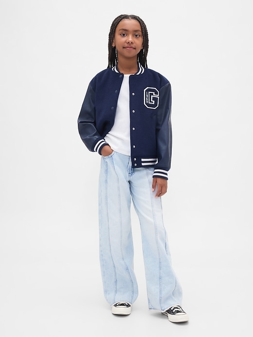 Image number 1 showing, Kids Low Rise Stride Seamed Wide-Leg Jeans