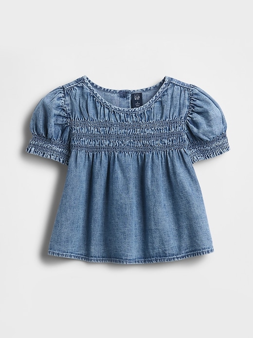 Image number 1 showing, Toddler Denim Smocked Top