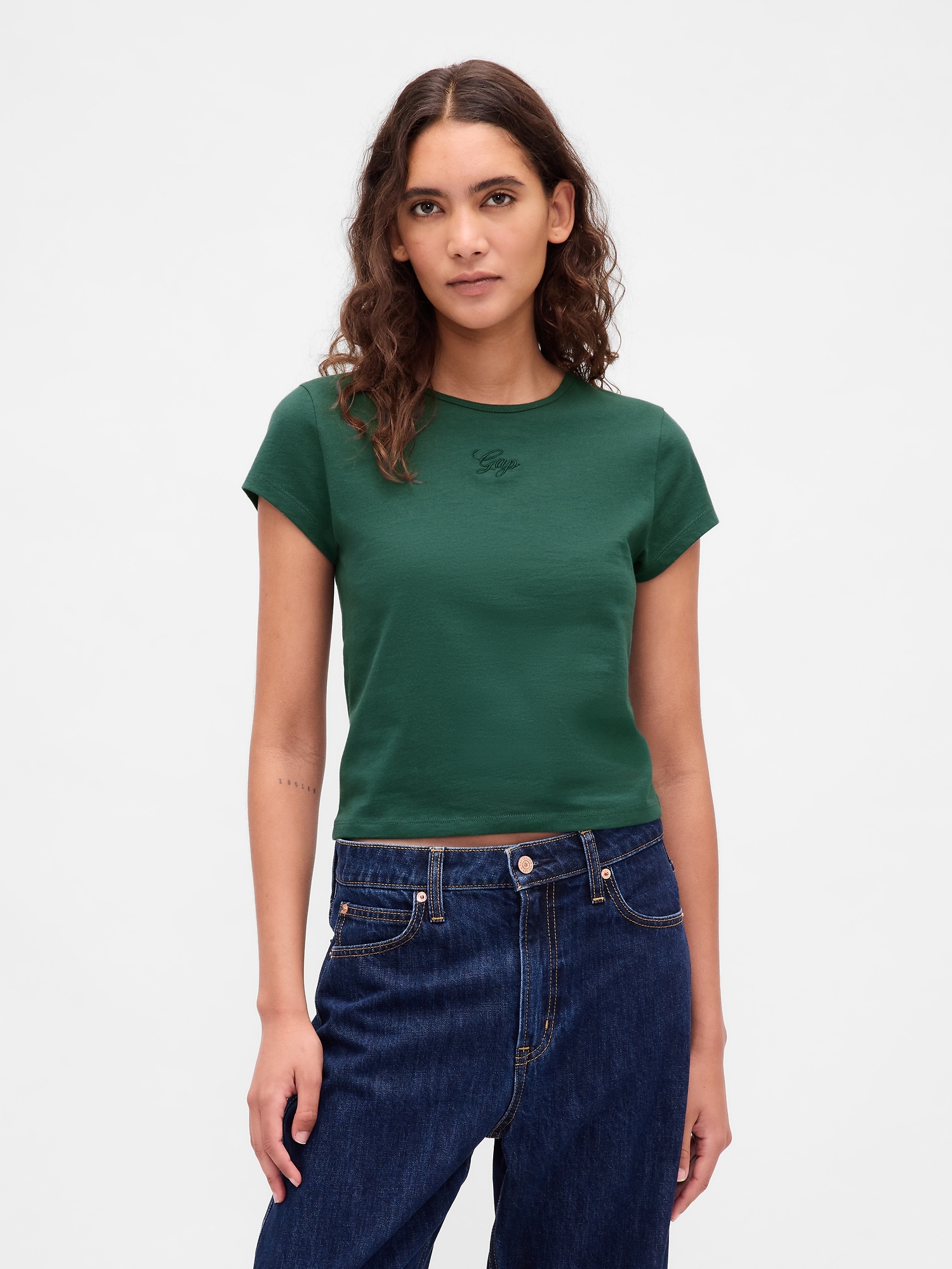Cotton Jersey Crop Logo T-Shirt