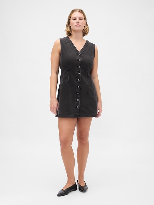 Image number 5 showing, Denim V-Neck Mini Dress